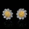 14k Gold 1.50 Ctw Natural Yellow Diamond & Sapphire Earrings