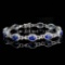 14k Gold 7.44 Ctw Vivid Blue Natural Sapphire & Diamond Bracelet