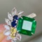 14k Gold 3.66 Ctw Vivid Green Natural Emerald & Diamond Ring