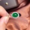 14k Gold 2.50 Ct Vivid Green Natural Emerald & Diamond Ring