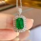 14k Gold 3.05 Ctw Vivid Green Natural Emerald & Diamond Pendant