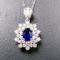 14k Gold 1.51 Ctw Natural Sapphire & Diamond Pendant