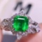 14k Gold 2.36 Ctw Vivid Green Natural Emerald & Diamond Ring