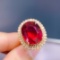 14k Gold 7.4 Ct Vivid Red Natural Tourmaline & Diamond Ring