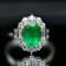 14k Gold 2.83 Ctw Vivid Green Natural Emerald & Diamond Ring/pendant