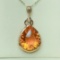 14k Gold 20.70 Ctw Natural Citrine & Diamond Pendant