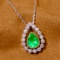 14k Gold 0.97 Ctw Vivid Green Natural Emerald & Diamond Pendant
