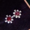 14k Gold 1.54 Ctw Natural Ruby & Diamond Earrings