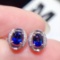 14k Gold 1.25 Ctw Vivid Blue Natural Sapphire & Diamond Earrings