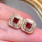 14k Gold 1.78 Ctw Natural Ruby & Diamond Earrings