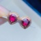14k Gold 0.85 Ct Vivid Red Natural Ruby & Diamond Earrings