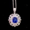 14k Gold 1.81 Ctw Natural Sapphire & Diamond Pendant