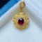 14k Gold 0.5 Ct Vivid Red Natural Ruby & Diamond Pendant