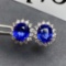 14k Gold 2.48 Ctw Vivid Blue Natural Sapphire & Diamond Earrings