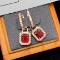 14k Gold 2.66 Ctw Vivid Red Natural Spinel & Diamond Earrings