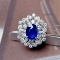 14k Gold 3.11 Ctw Natural Sapphire & Diamond Ring