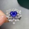 14k Gold 2.90 Ctw Vivid Blue Natural Sapphire & Diamond Ring