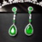 14k Gold 5.31 Ctw Vivid Green Natural Emerald & Diamond Earrings