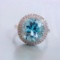 14k Gold 4.48 Ctw Natural Aquamarine & Diamond Ring