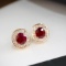 14k Gold 1.42 Ctw Natural Ruby & Diamond Earrings