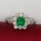 14k Gold 1.4 Ctw Vivid Green Natural Emerald & Diamond Ring