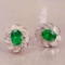 14k Gold 1.82 Ctw Vivid Green Natural Emerald & Diamond Earrings