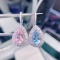 14k Gold 8.04 Ctw Natural Aquamarine & Morganite & Diamond Earrings