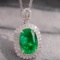 14k Gold 2.37 Ctw Vivid Green Natural Emerald & Diamond Pendant