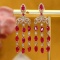 14k Gold 5.11 Ctw Vivid Red Natural Ruby & Diamond Earrings