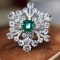 14k Gold 1.79 Ctw Vivid Green Natural Emerald & Diamond Ring