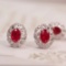 14k Gold 1.3 Ct Vivid Red Natural Ruby & Sapphire Earrings