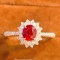 14k Gold 1 Ct Vivid Red Natural Ruby & Diamond Ring