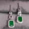 14k Gold 3.17 Ctw Vivid Green Natural Emerald & Diamond Earrings