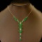 14k Gold 10.33 Ctw Vivid Green Natural Emerald & Diamond Necklace