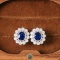 14k Gold 2.18 Ctw Vivid Blue Natural Sapphire & Diamond Earrings