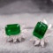 14k Gold 2.90 Ctw Vivid Green Natural Emerald & Diamond Earrings