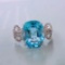 14k Gold 3.64 Ctw Natural Aquamarine & Diamond Ring