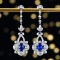 14k Gold 1.44 Ctw Natural Sapphire & Diamond Earrings