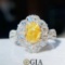 14k Gold 1.60 Ctw Natural Yellow Diamond & Diamond Ring