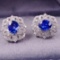 14k Gold 2.12 Ctw Natural Sapphire & Diamond Earrings