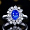 14k Gold 2.80 Ctw Vivid Blue Natural Sapphire & Diamond Ring/pendant