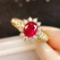 14k Gold 1.03 Ctw Natural Ruby & Diamond Ring