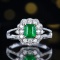 14k Gold 1.14 Ctw Vivid Green Natural Emerald & Diamond Ring
