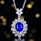 14k Gold 2.10 Ctw Natural Sapphire & Diamond Pendant