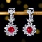 14k Gold 2.09 Ctw Natural Ruby & Diamond Earrings