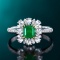 14k Gold 0.84 Ctw Vivid Green Natural Emerald & Diamond Ring