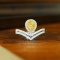 14k Gold 0.80 Ctw Natural Yellow Diamond & Diamond Ring