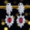 14k Gold 5.36 Ctw Natural Ruby & Sapphire Earrings