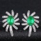 14k Gold 2.02 Ct Vivid Green Natural Emerald & Diamond Earrings