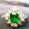 14k Gold 2.50 Ctw Vivid Green Natural Emerald & Diamond Ring/pendant